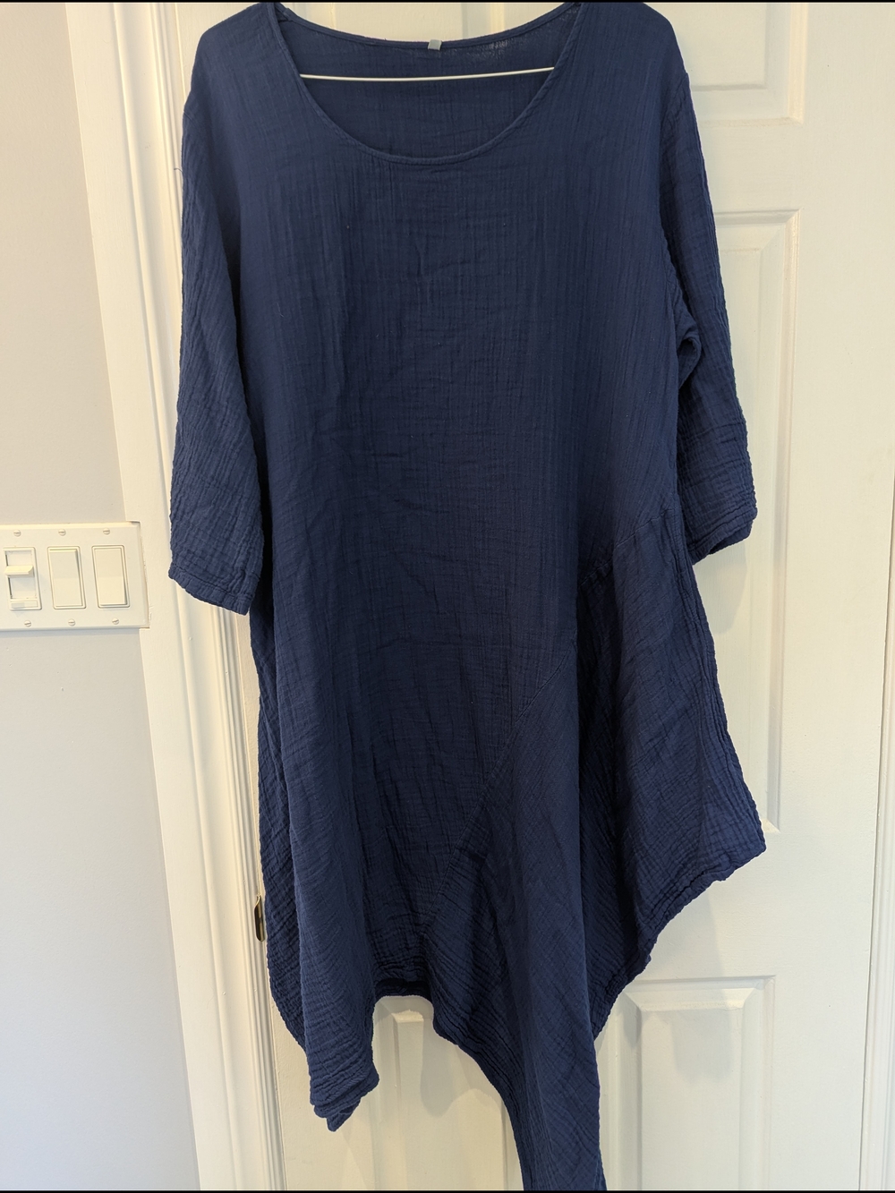 Relaxed Navy Gauze Tunic Top - Women